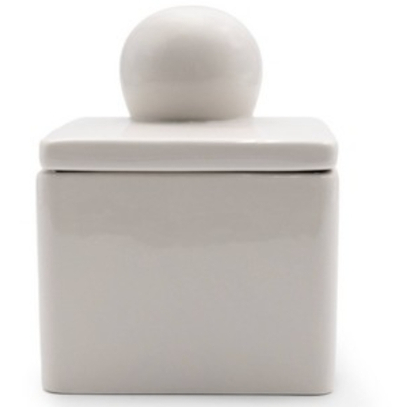 Other - Ceramic Square White Jar with Lid